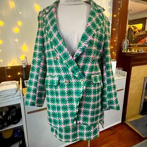 River Island Tweed Boucle Checkered skirt & blazer set